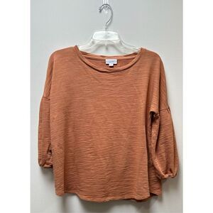 Pure Jill women’s 3/4 sleeve coral sweatshirt elastic on sleeves size M. #5-1100